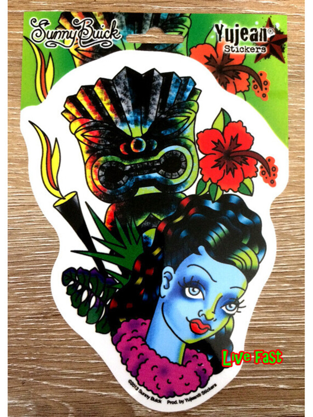 ZOMBIE TIKI GIRL DECAL STICKER sunny buick psychobilly surfer tattoo flash art